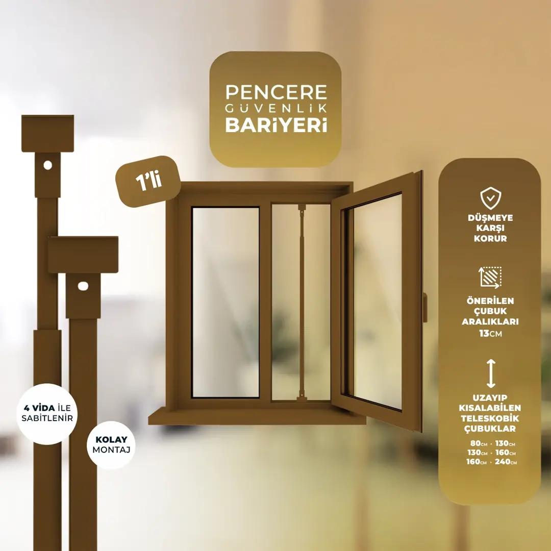 Pencere Güvenlik Bariyeri 1'li - Kahverengi