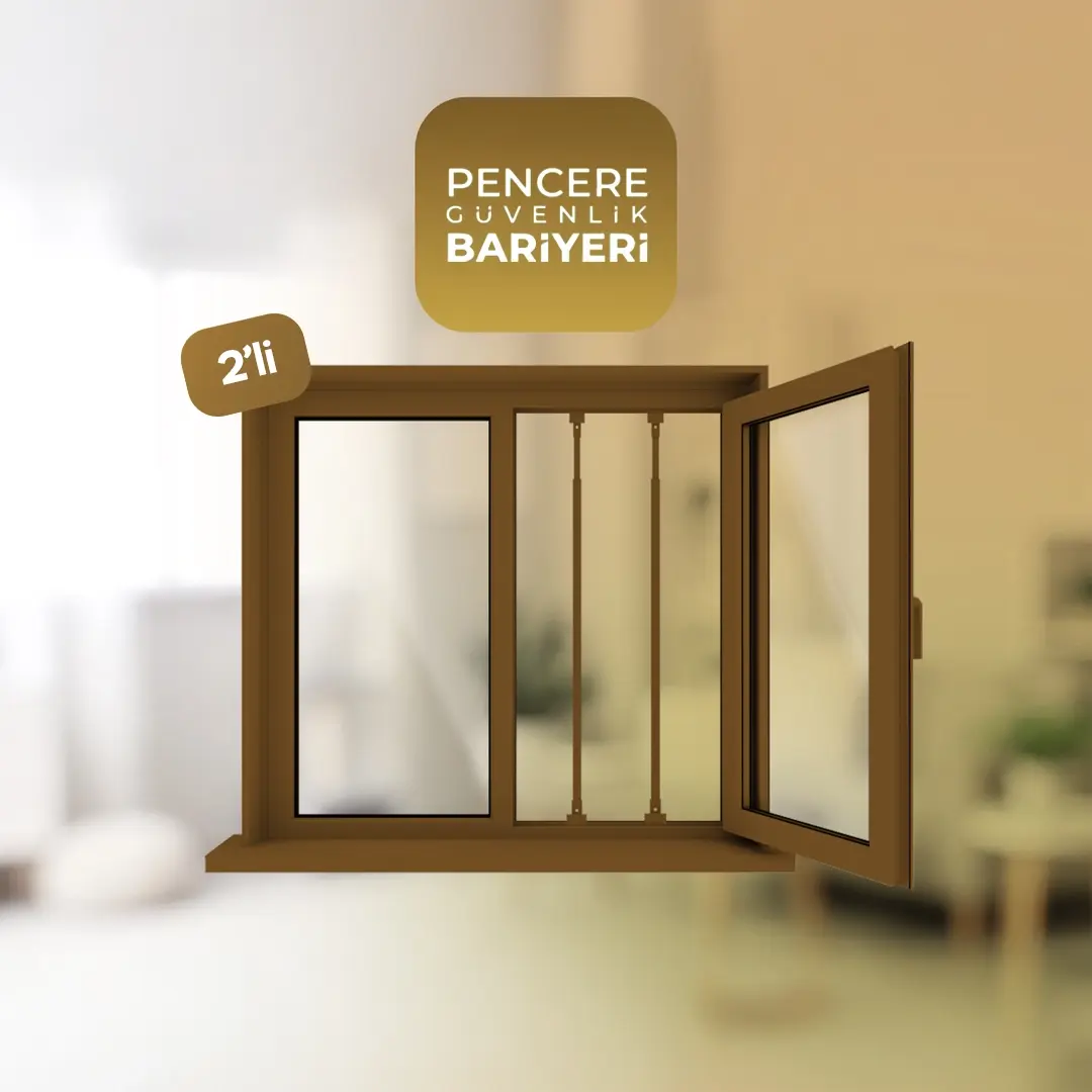 Pencere Güvenlik Bariyeri 2'li - Kahverengi