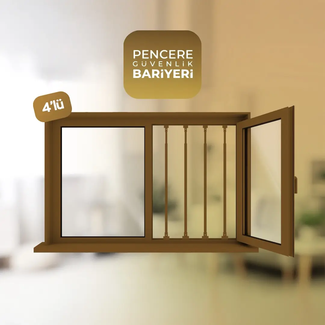 Pencere Güvenlik Bariyeri 4'lü - Kahverengi