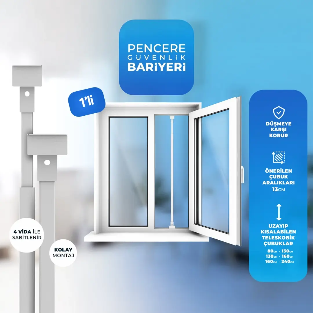 Pencere Güvenlik Bariyeri 1'li - Beyaz