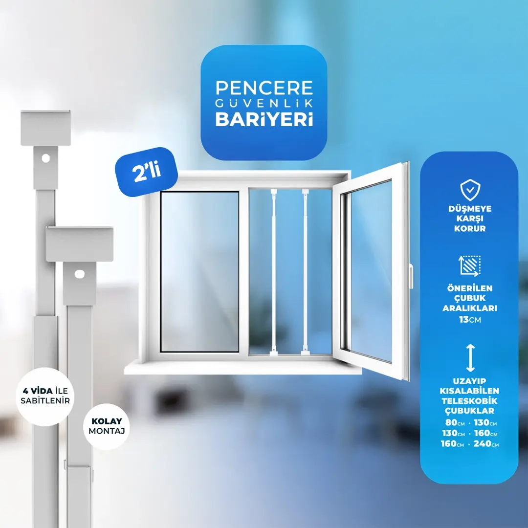 Pencere Güvenlik Bariyeri 2'li - Beyaz