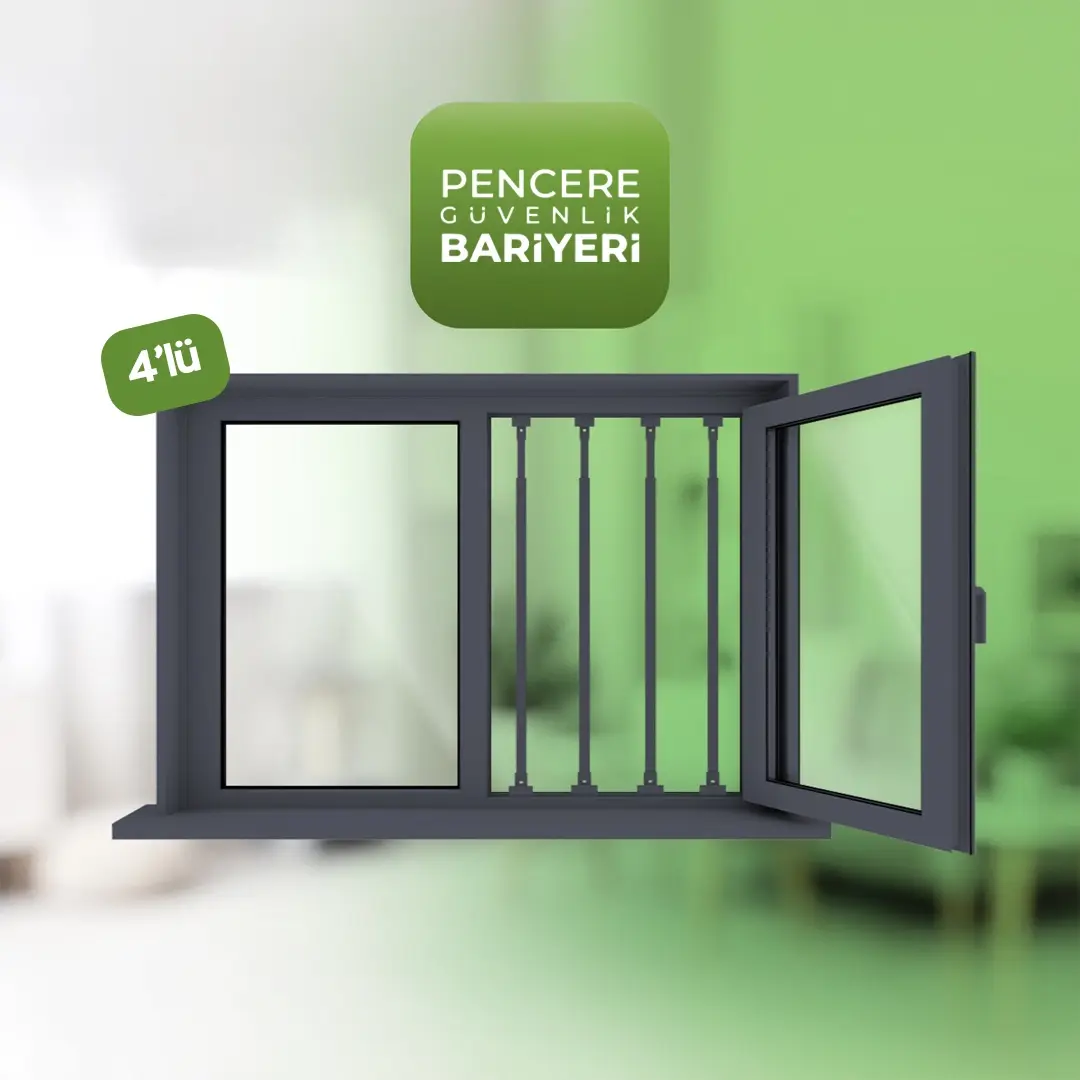 Pencere Güvenlik Bariyeri 4'lü - Antrasit Gri